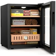 QAUSOU 50L Thermostatic Electric Humidor, 300 Counts Cigars Cooling and Heating Temperature Control , with Spanish Cedar Wood \u0026 Hygrometer